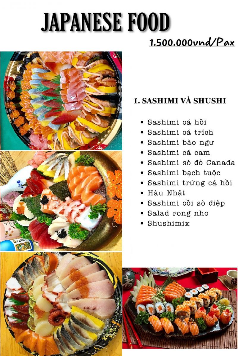 Món ăn Nhật Bản Japanese food phục vụ du khách đi thuyền